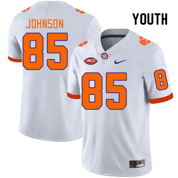 Youth Clemson Tigers Charlie Johnson #85 College White NCAA Authentic Football Stitched Jersey 23ZI30SD